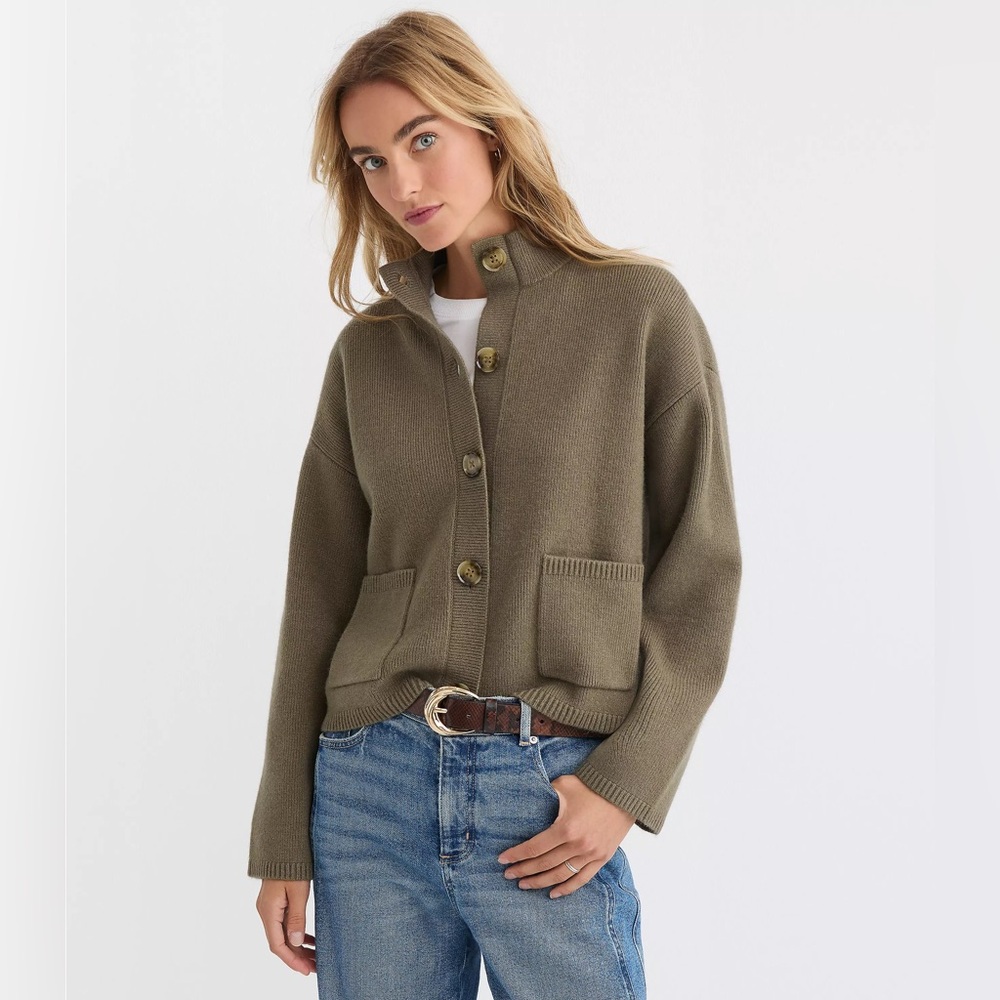 LOFT Ribbed Mock Neck Sweater Jacket